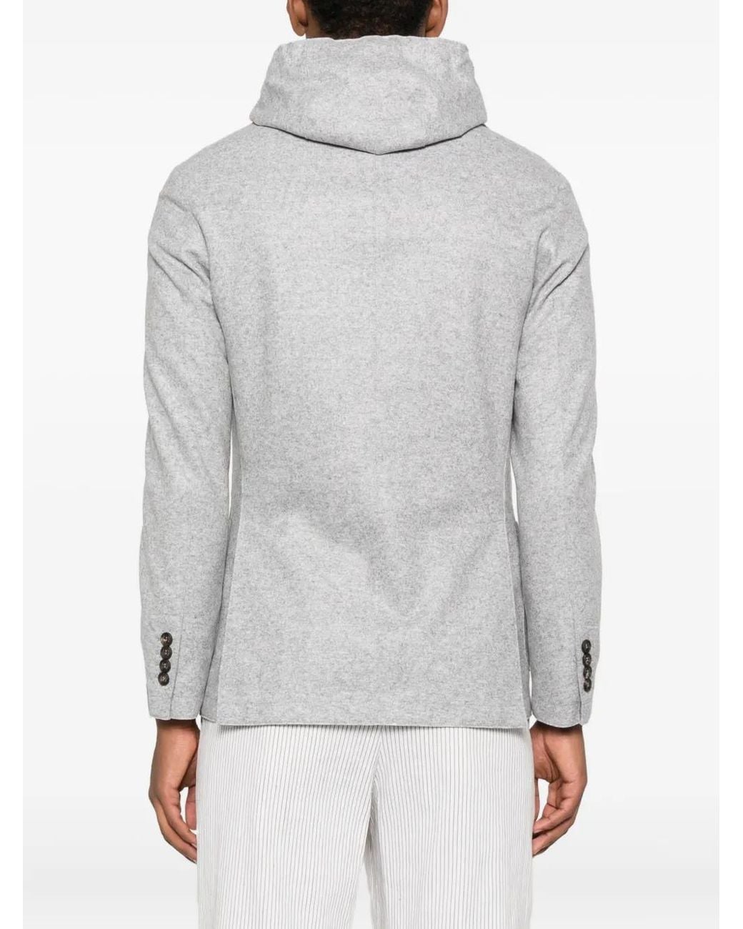 Eleventy Gray Hooded Wool Blazer for men