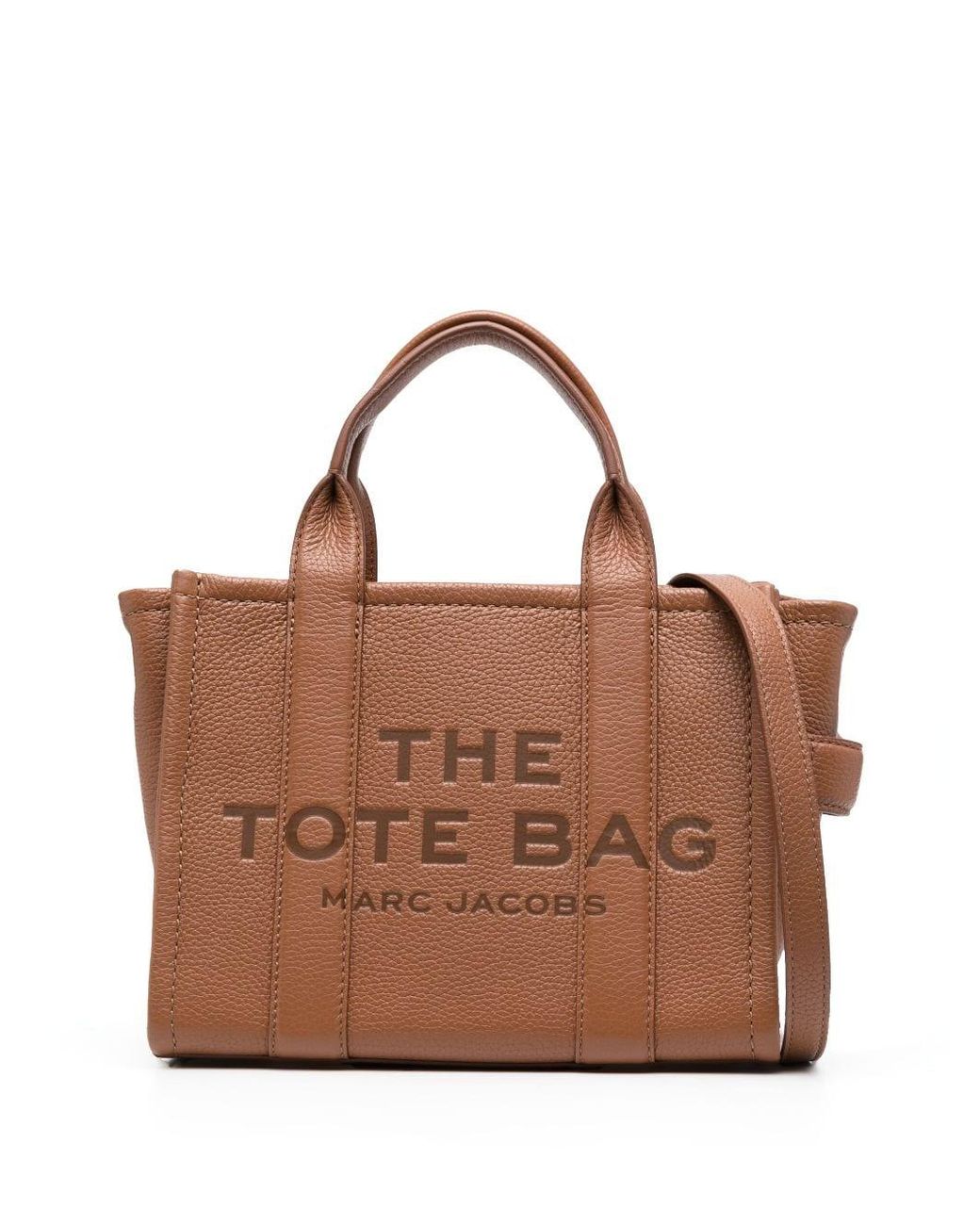 Marc Jacobs Logo-debossed Leather Tote Bag in Brown | Lyst