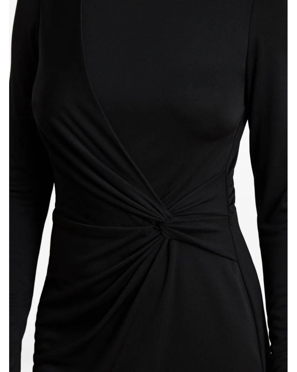 Ralph Lauren Black Twist-Front Boatneck Midi Dress
