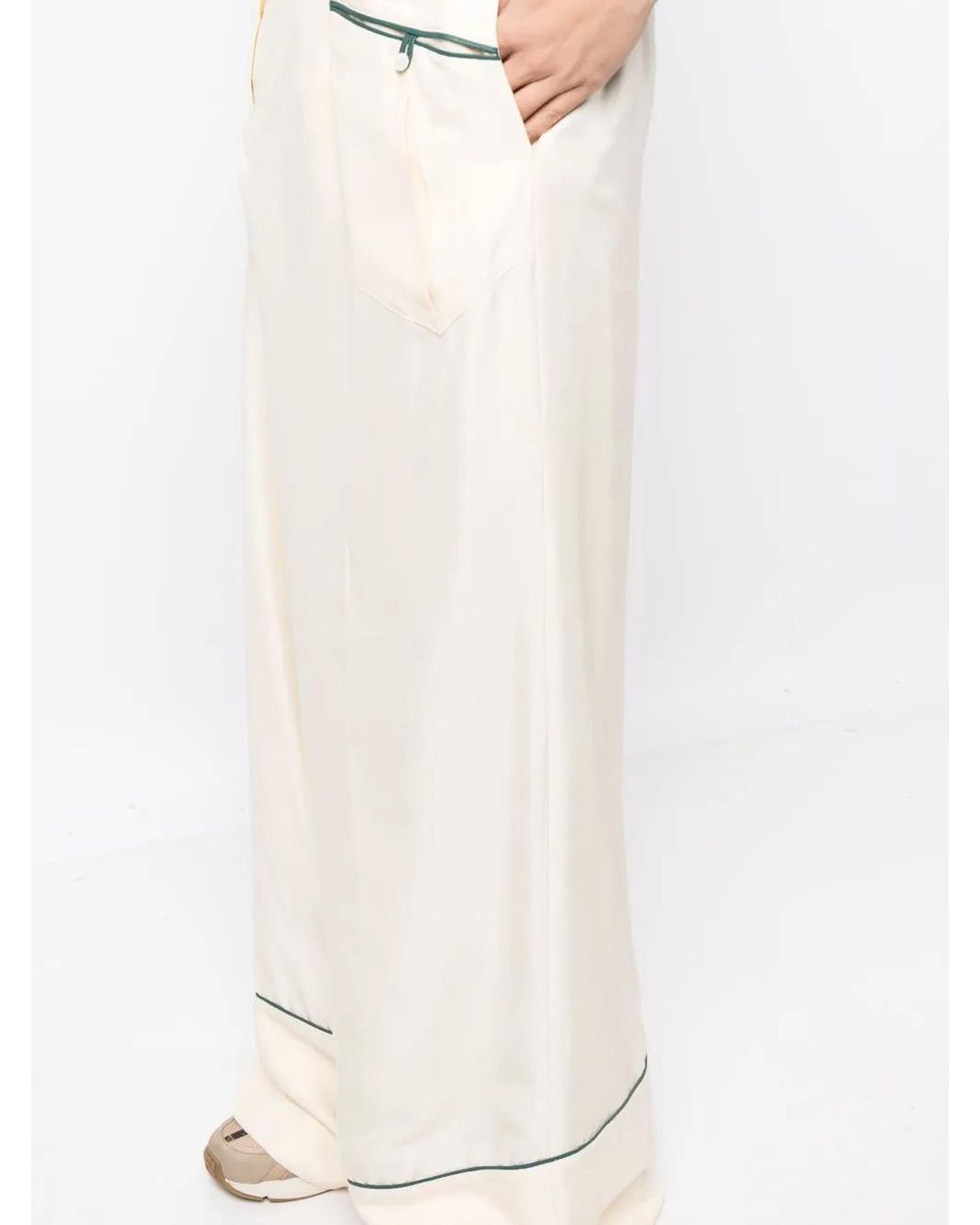 Bally White Contrast-Piping Silk Pyjama Trousers for men