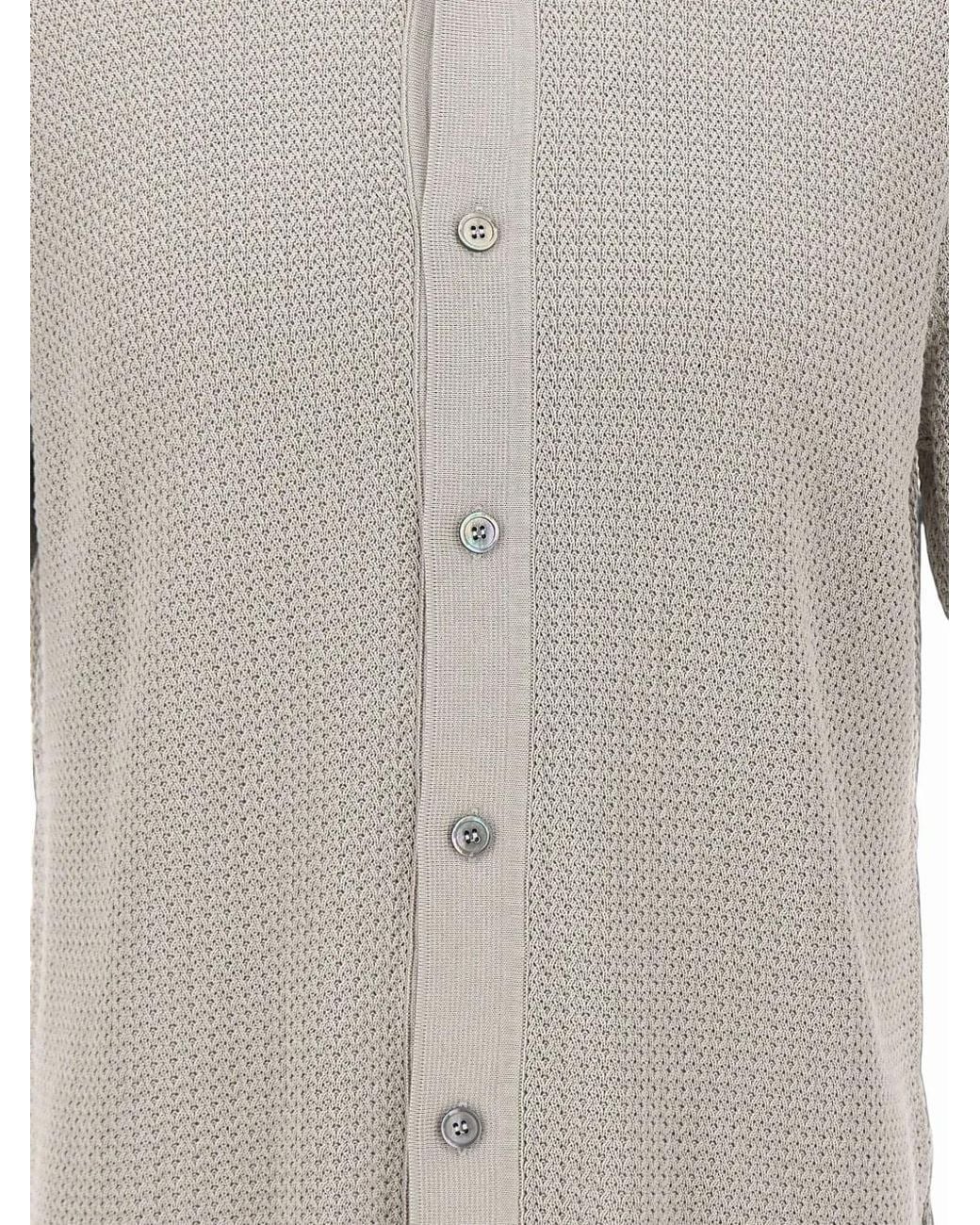FILIPPO DE LAURENTIIS White Textured-Knit Short-Sleeve Shirt for men