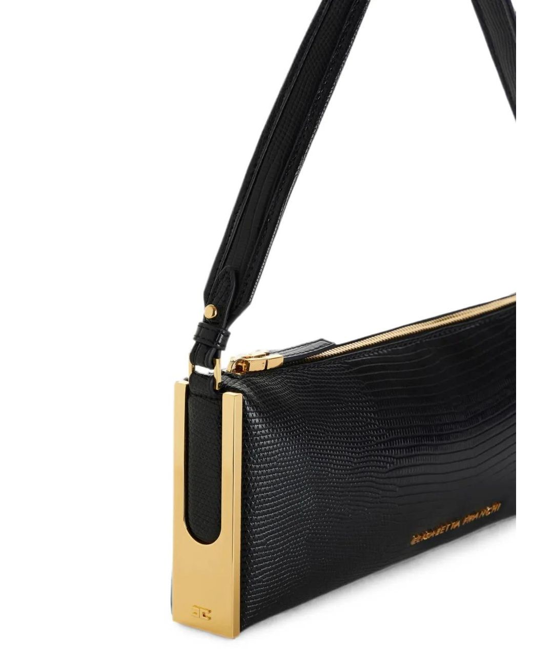 Elisabetta Franchi Black Faux Leather Shoulder Bag