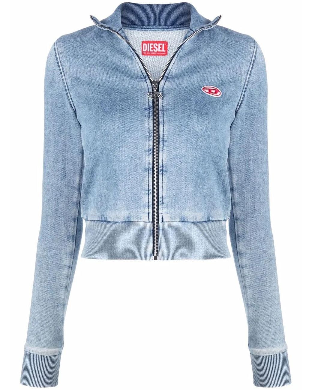 DIESEL Blue Logo-Patch Cropped Jacket