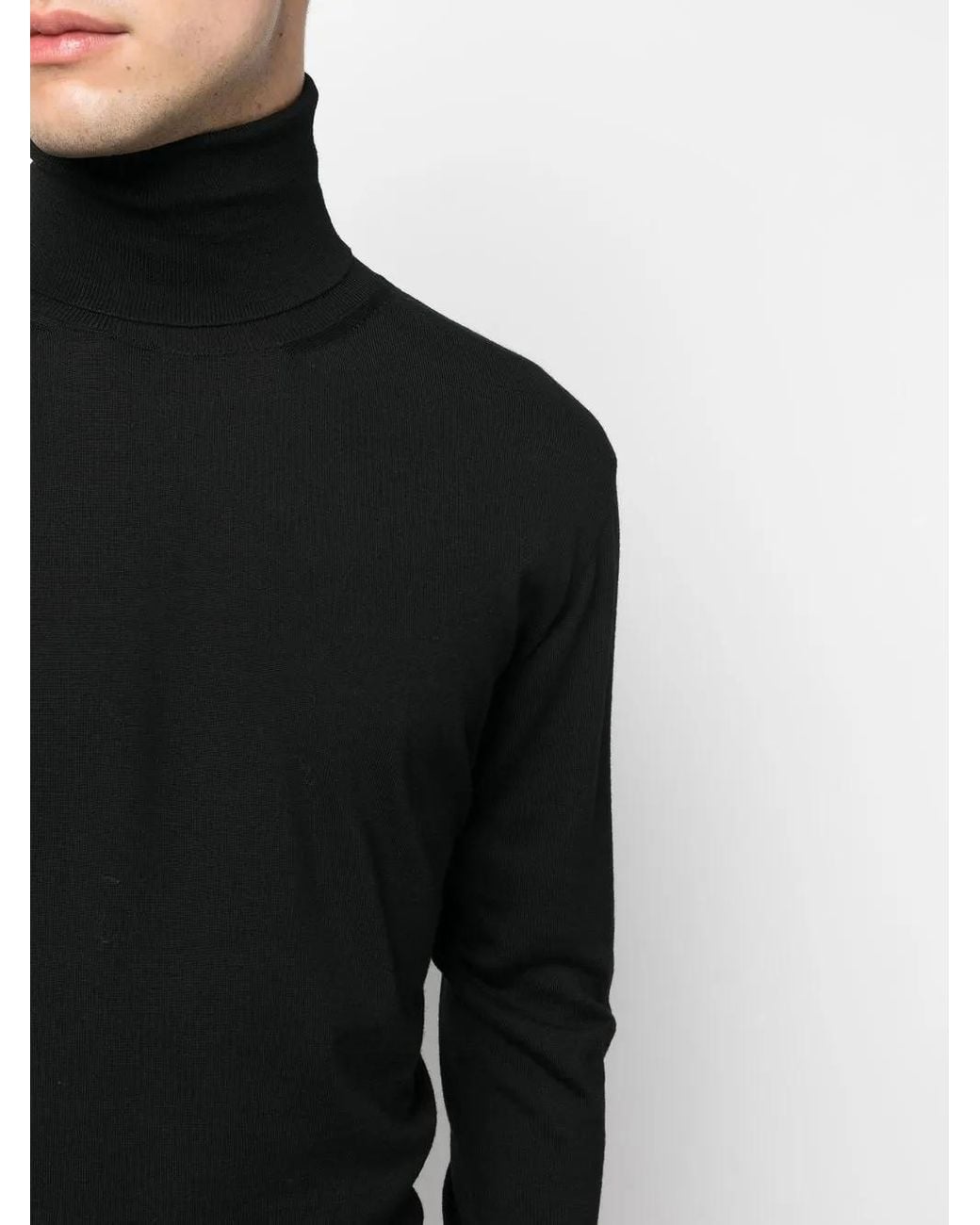 Jil Sander Black Fine-Knit Roll-Neck Jumper for men