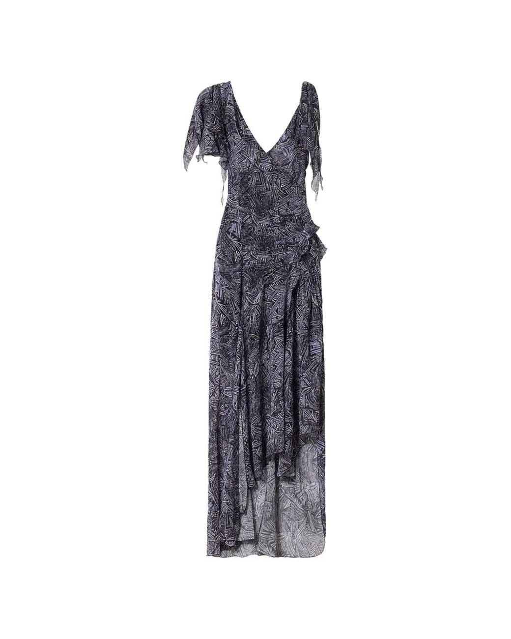 Isabel Marant Blue Tylena Ruffled Asymmetric Dress