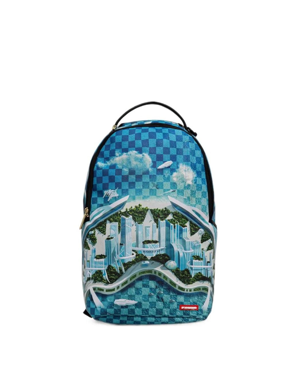 Sprayground Blue Shark Island Checkered-Print Backpack