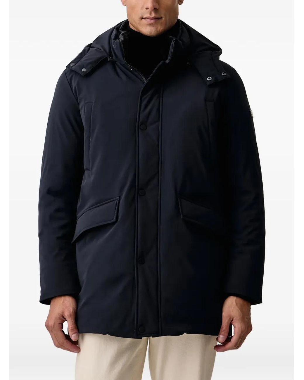 Karl Lagerfeld Blue Hooded Logo-Plaque Jacket for men
