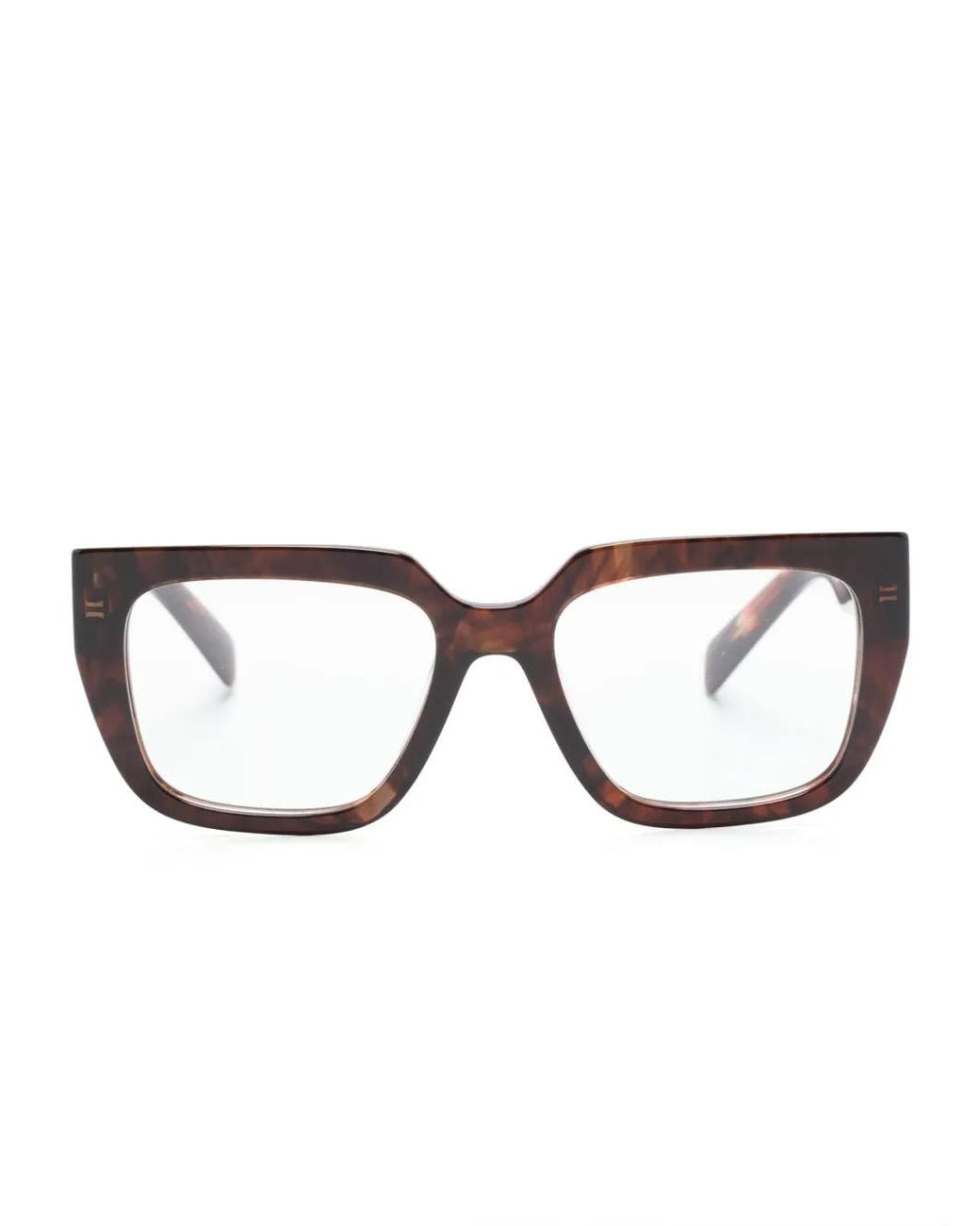 Prada Brown Tortoiseshell-Effect Square-Frame Glasses