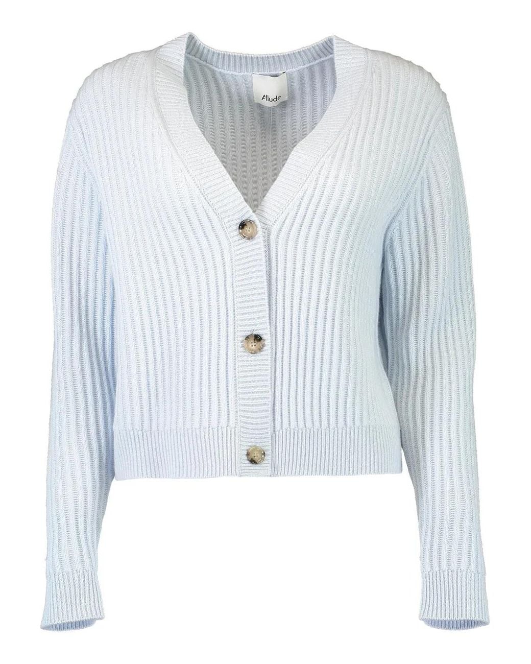 Allude Blue V-Neck Cardigan