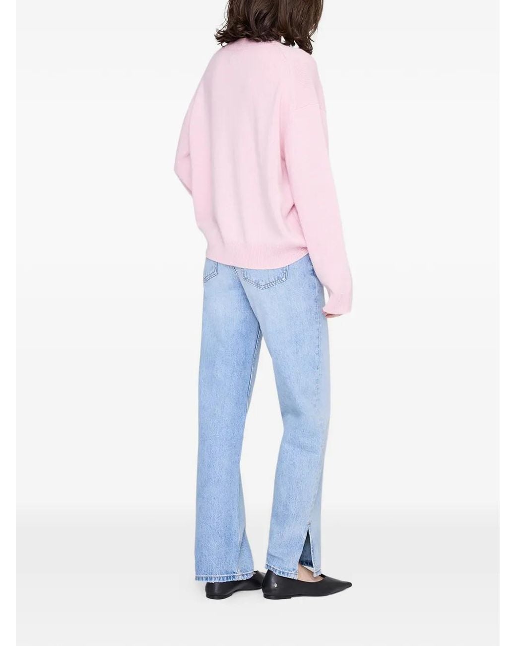 Anine Bing Pink Lee Crew-Neck Sweater
