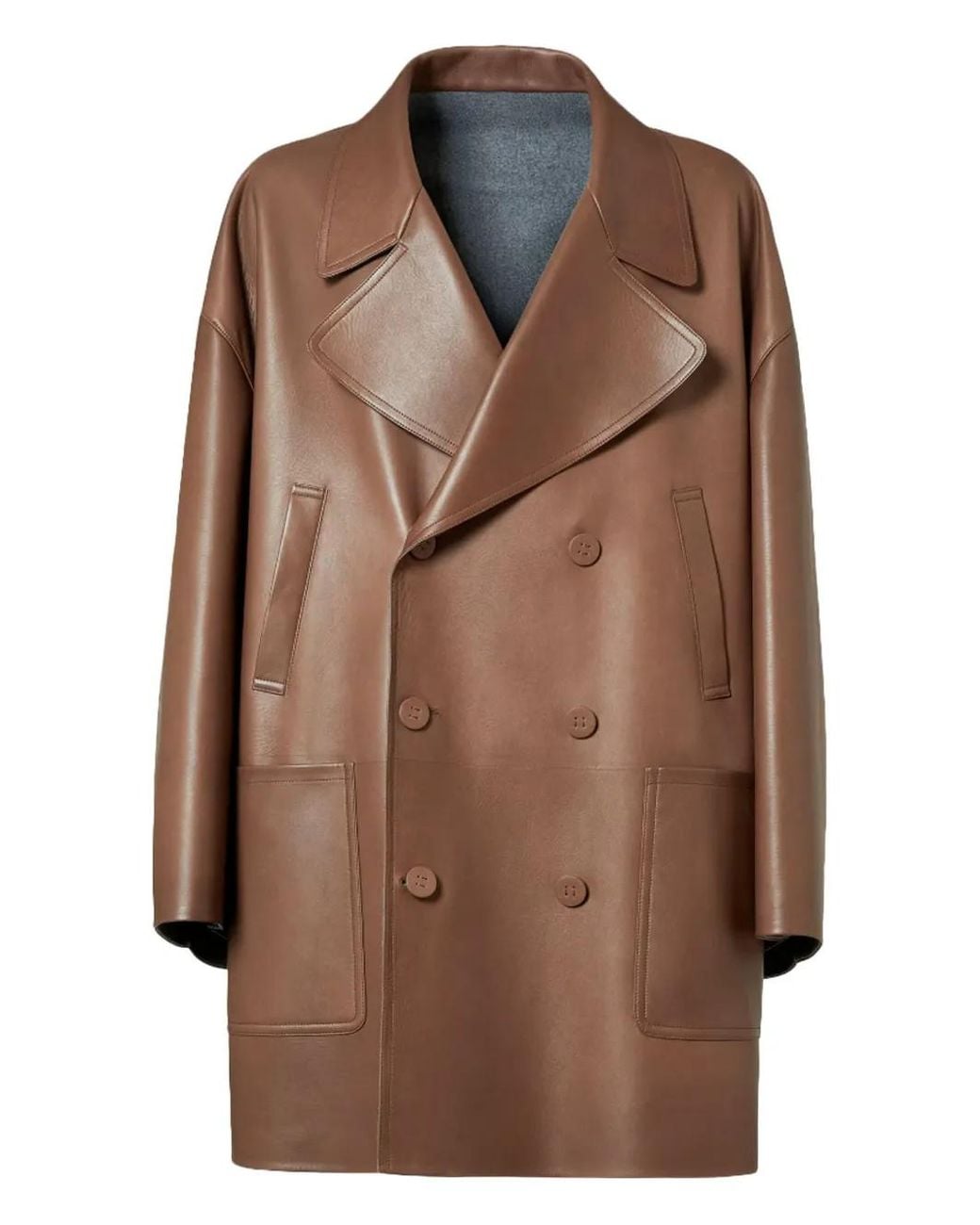 Fendi Brown Double-Breasted Lambskin Coat for men