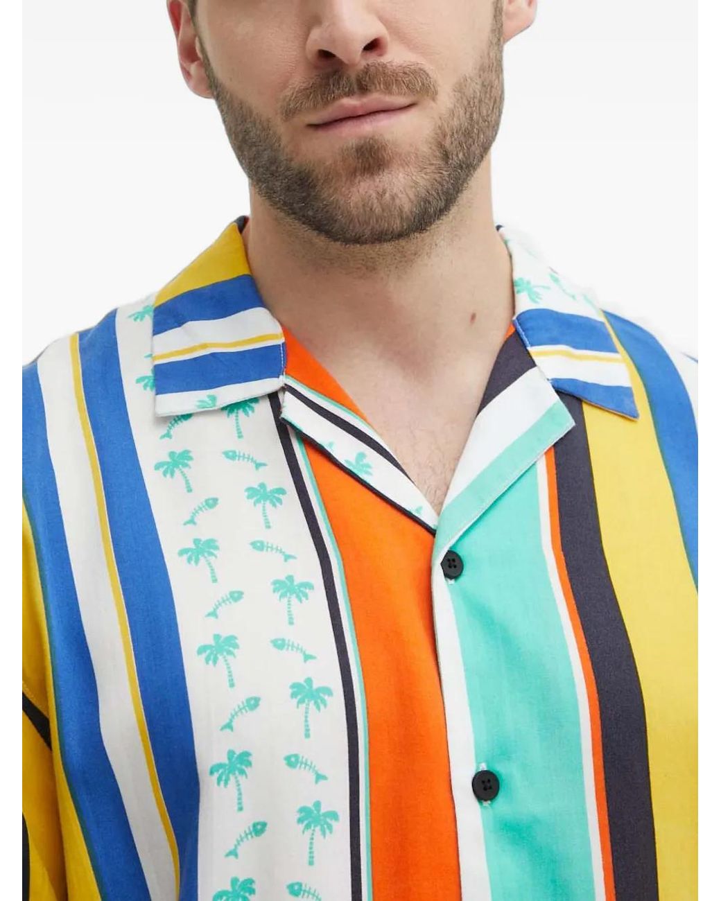 Picture Blue Chemise À Rayures Verticales Et Motif Palmier for men