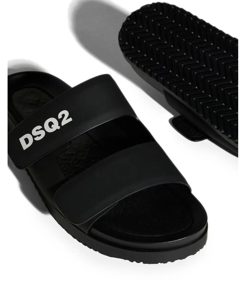 DSquared² Black Touch-Strap Calf-Leather Sandals for men