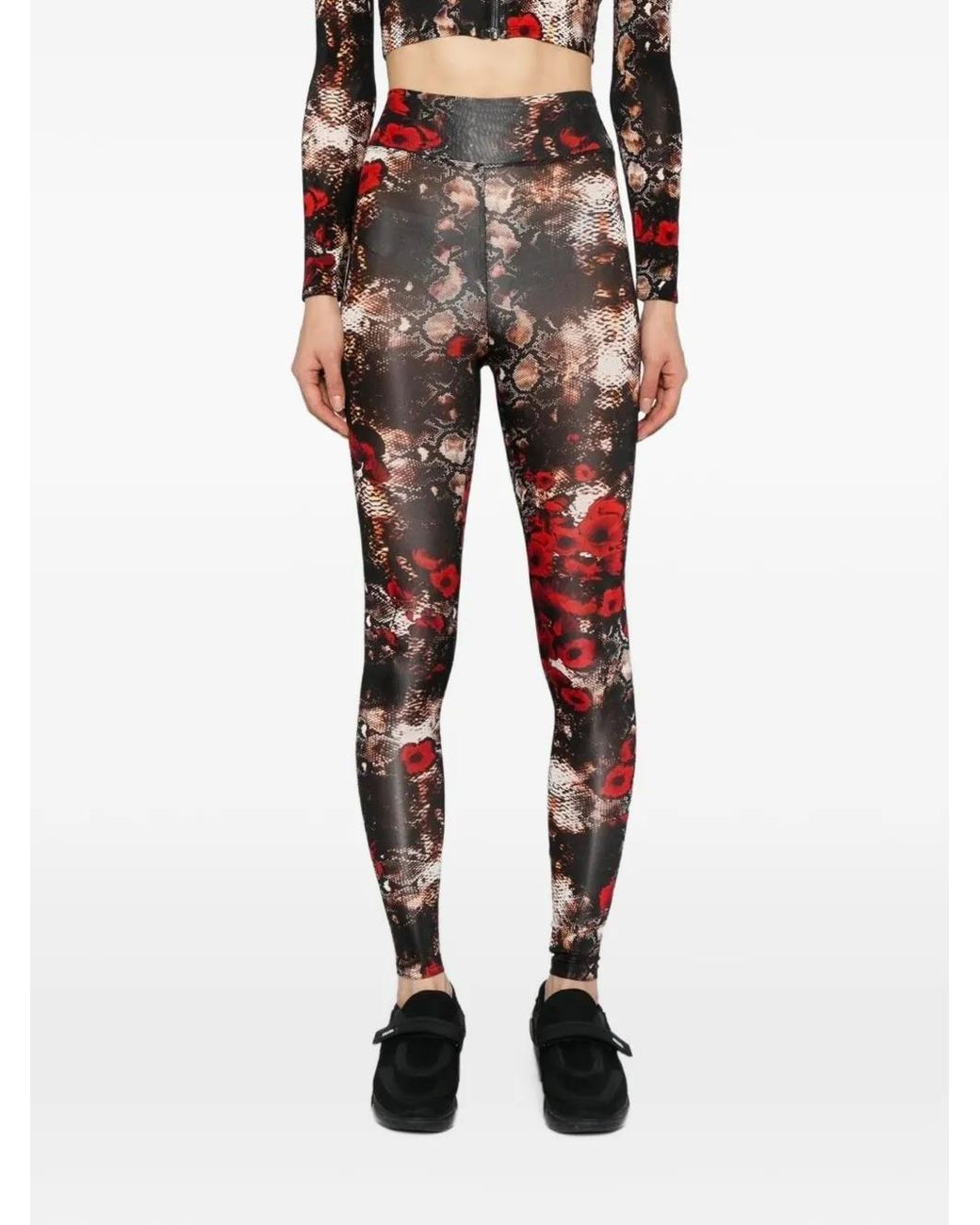 Tessitura Brown Snake Poppies Performance Leggings