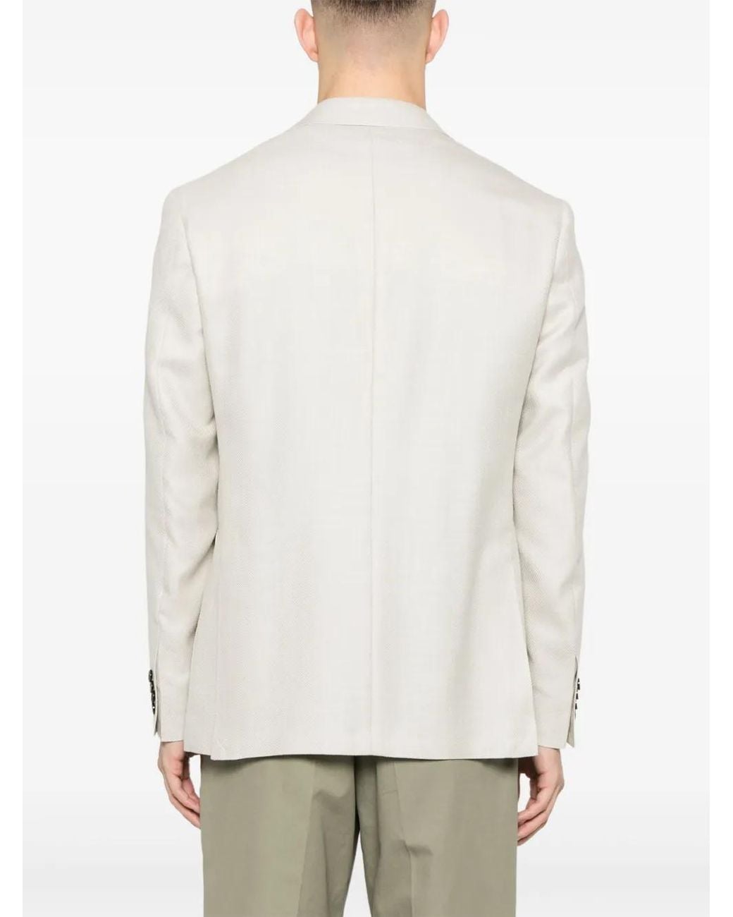 Canali White Double-Breasted Blazer for men