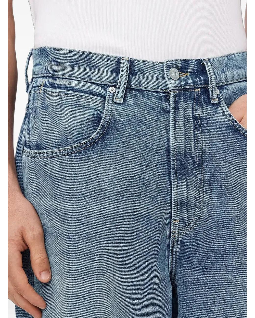 AllSaints Blue Faded-Effect Straight-Leg Jeans for men