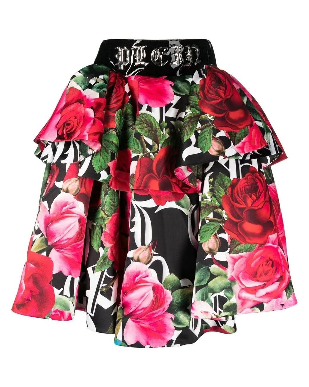 Philipp Plein Red Maxi Skirt
