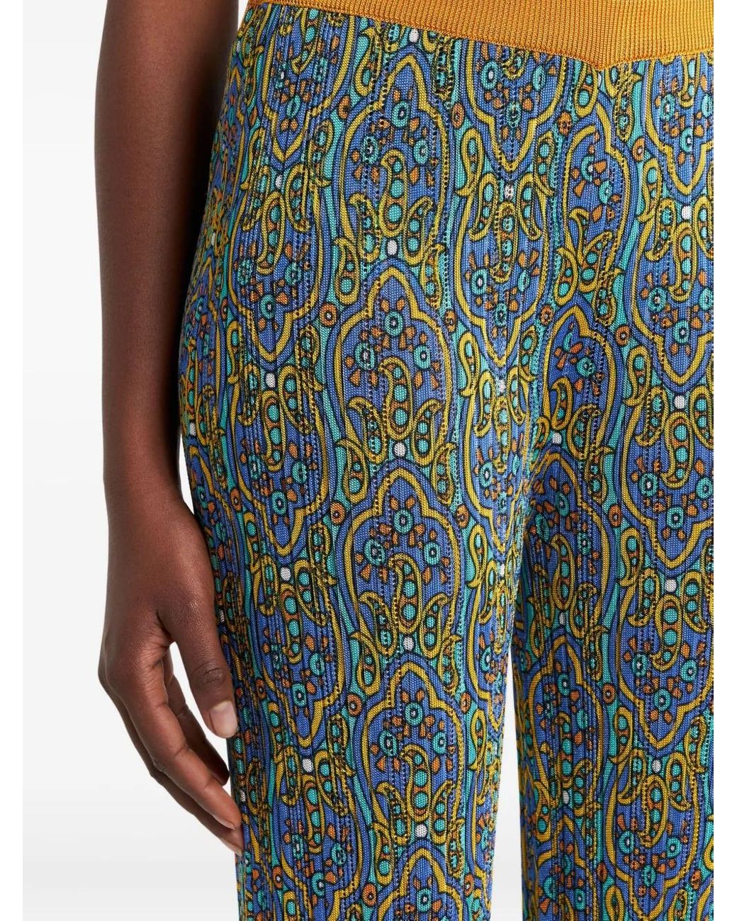 Etro Green Printed Knitted Trousers