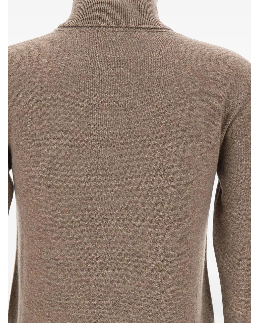 Kangra Brown Ribbed-Trim Turtleneck Sweater