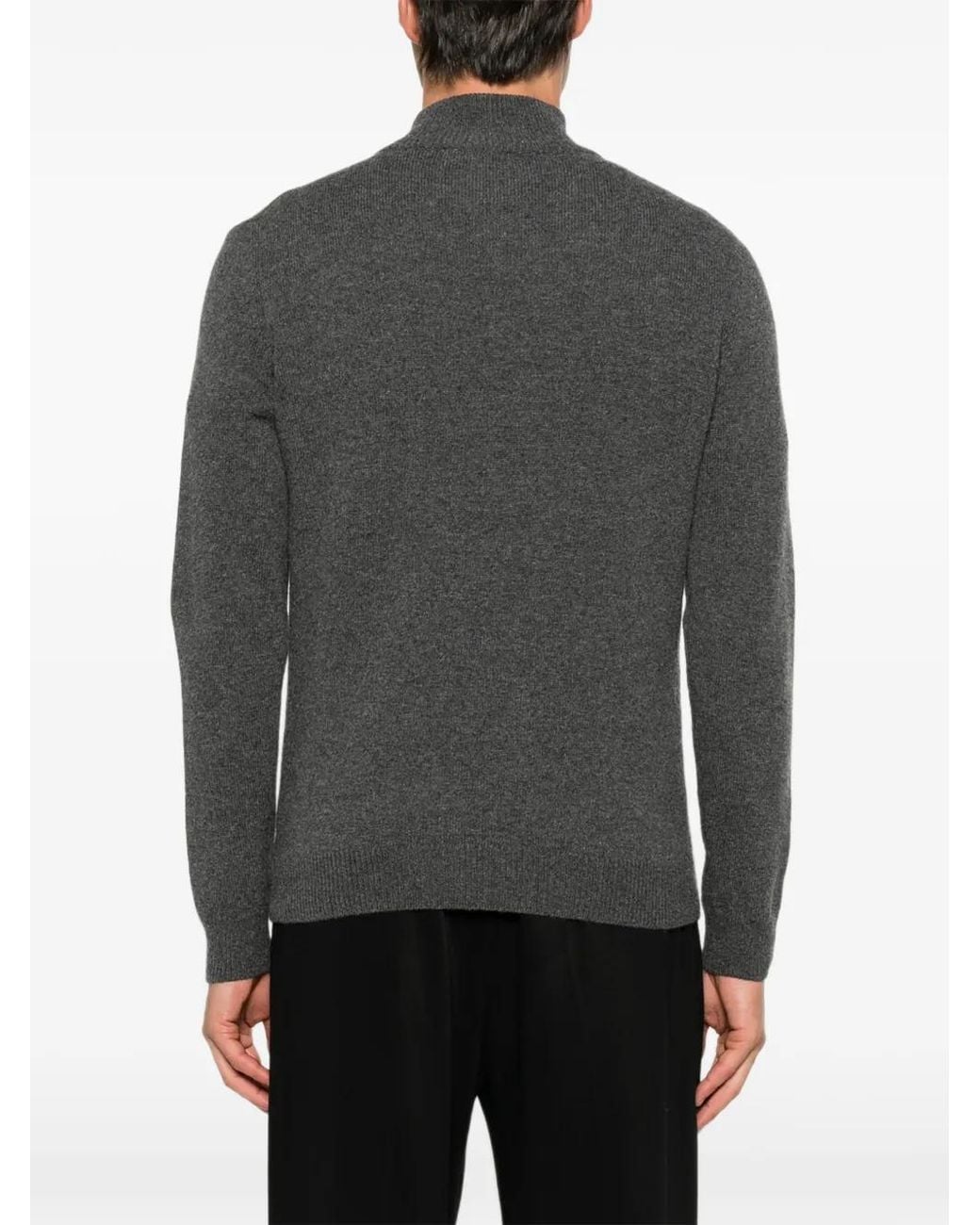 SERGIO MORETTI FIRENZE Gray Quarter-Zip Sweater for men