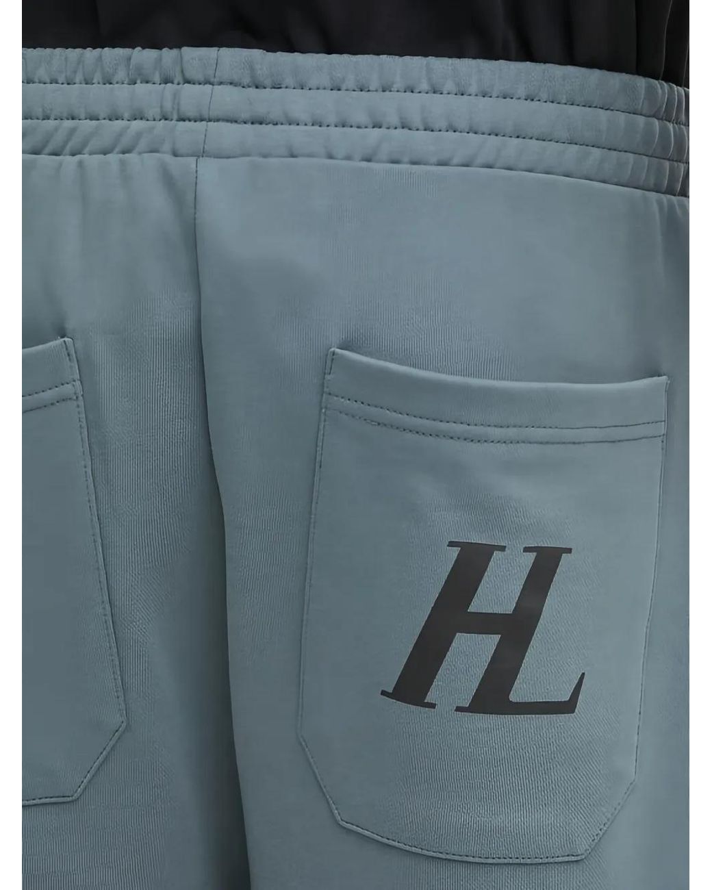Helmut Lang Blue Logo Back-Pocket Shorts for men