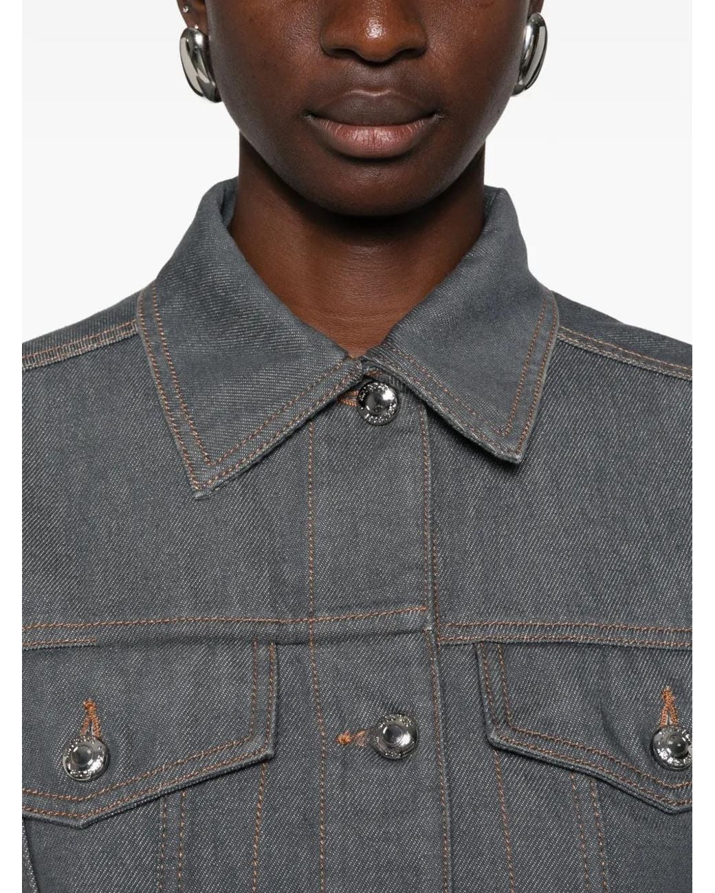 Sportmax Gray Button-Up Denim Jacket