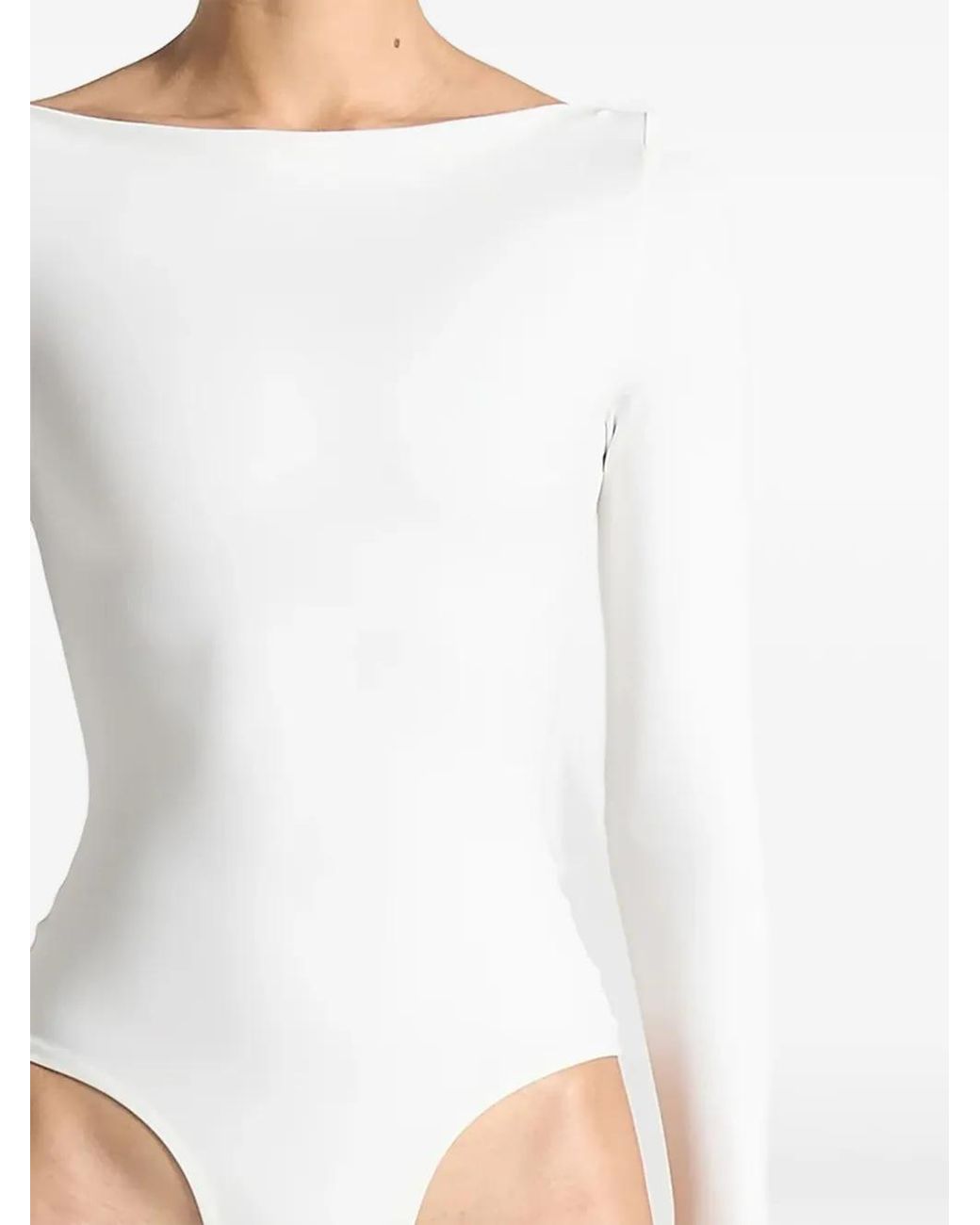Manière De Voir White Eva Boat Neck Bodysuit