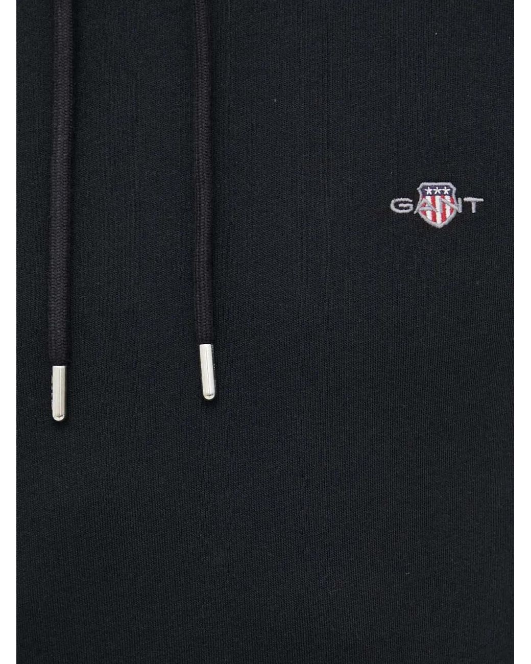 Gant Black Shield Logo-Embroidery Hoodie for men