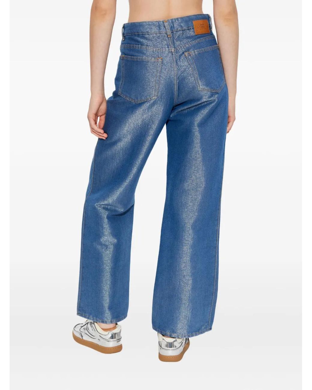Ganni Blue Metallic-Effect Jeans