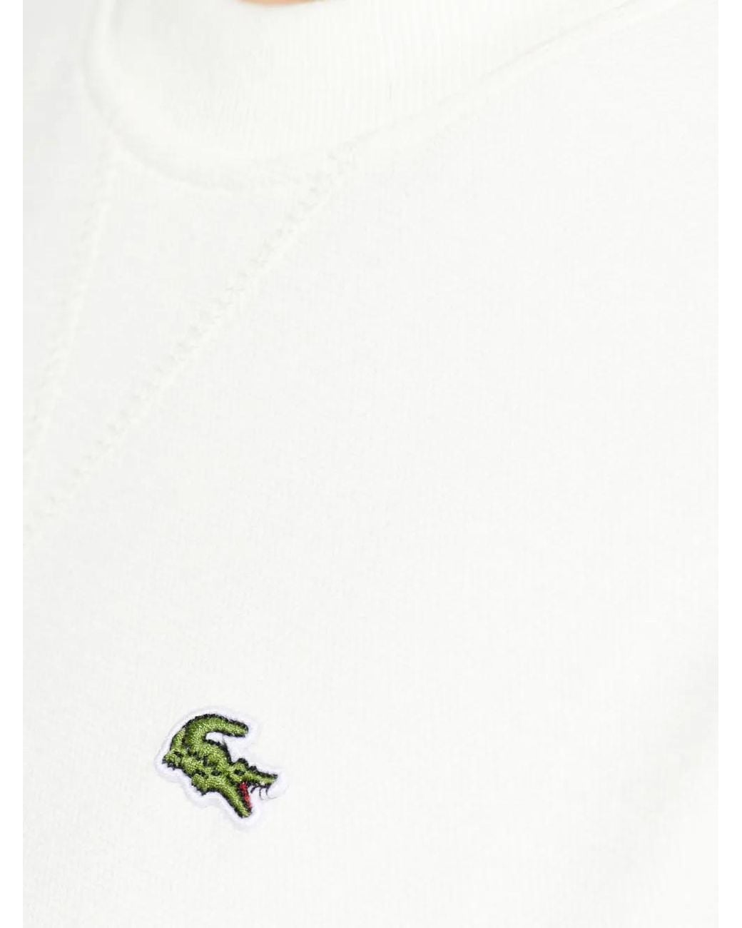 Lacoste White Relaxed Fit Piqué Crew Neck Sweatshirt