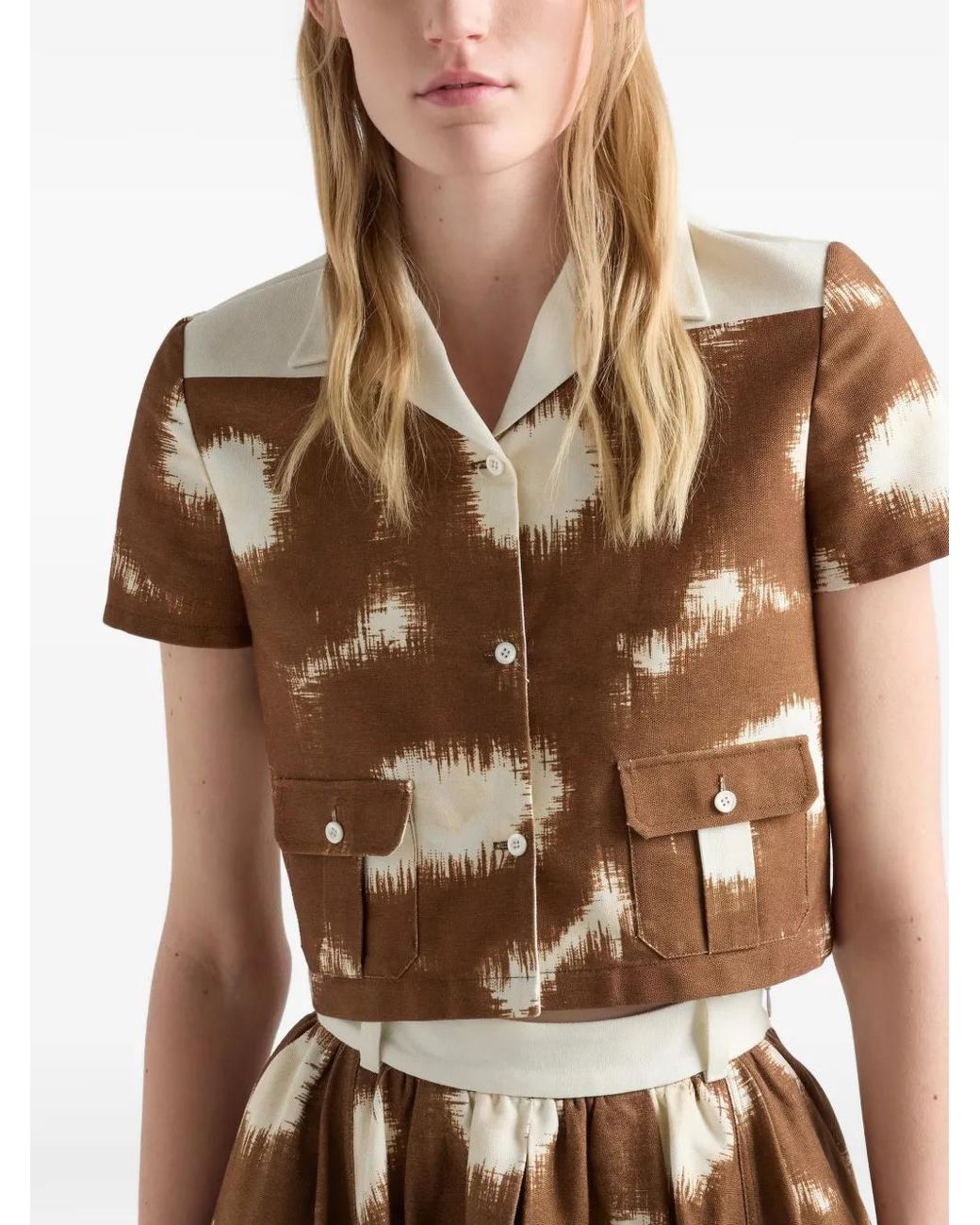Prada Brown Printed Canvas Shirt