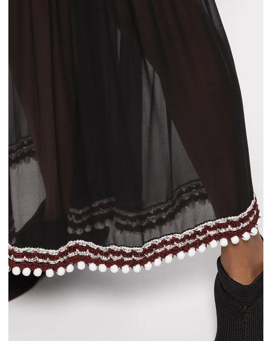 Proenza Schouler Black Crochet-Trim Chiffon Panel Skirt