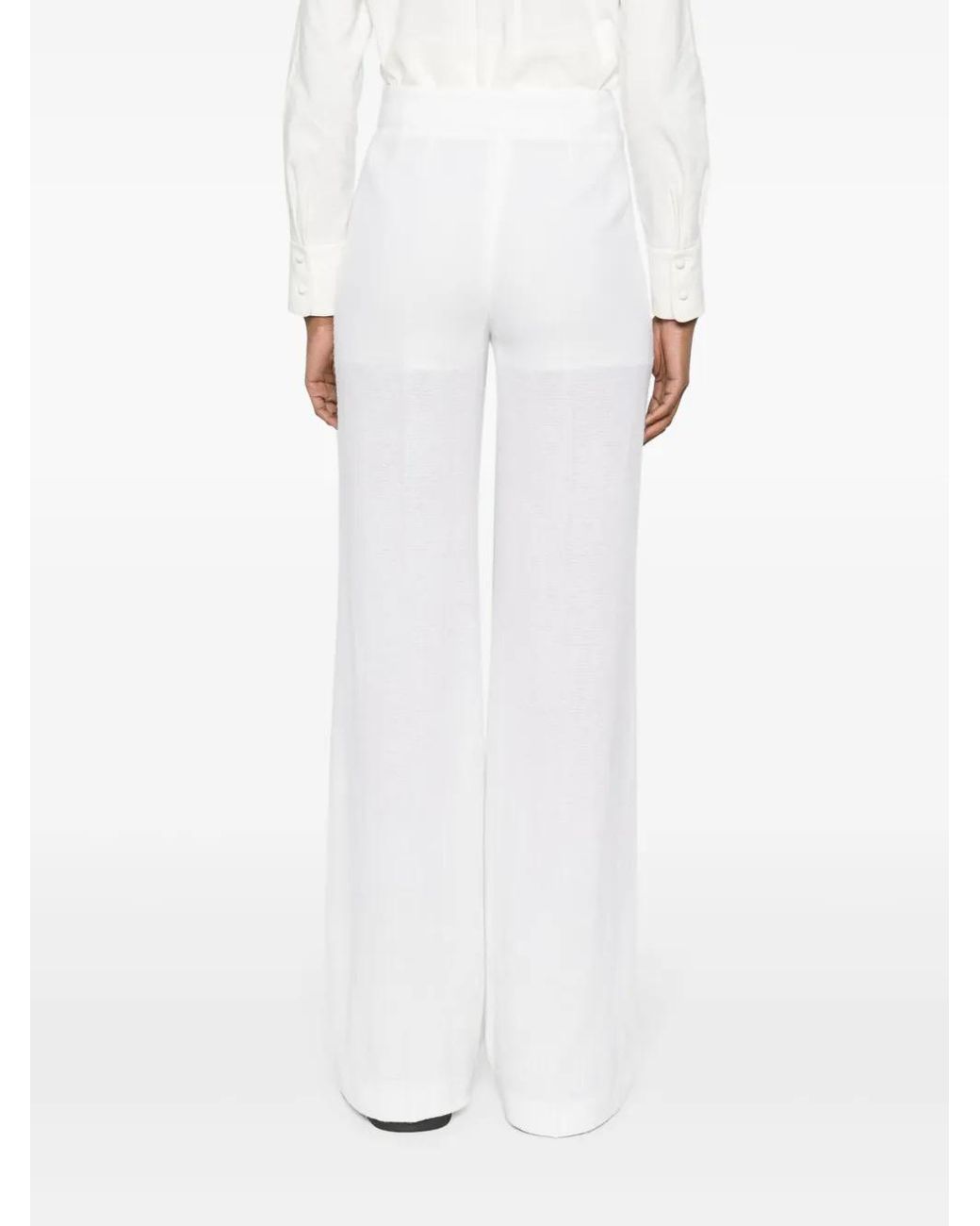 Chloé White Pleated Wide-Leg Trousers