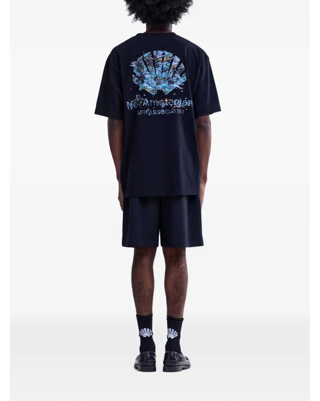 New Amsterdam Black Logo-Prtin T-Shirt for men