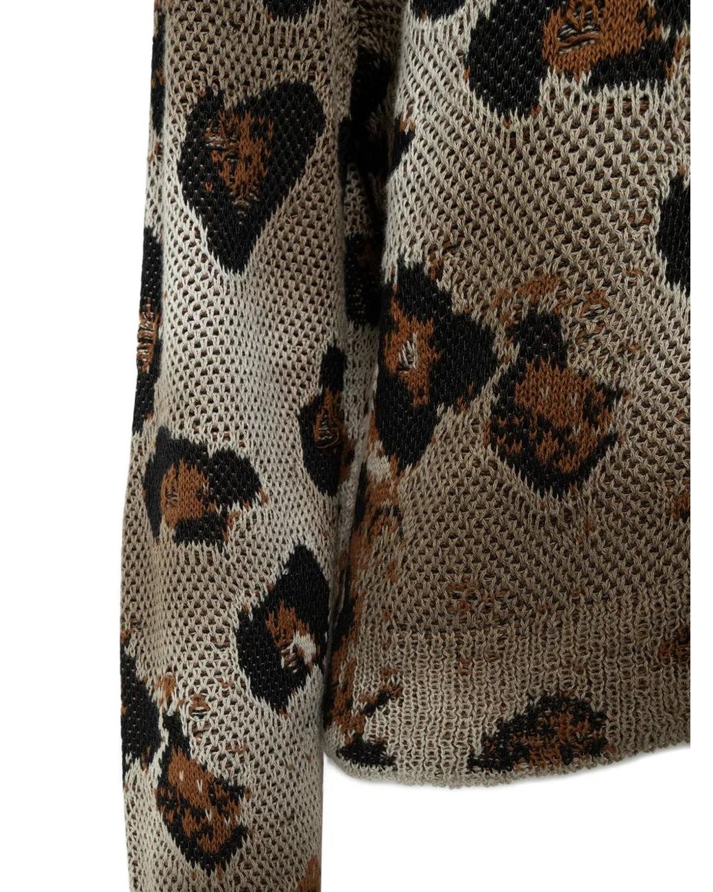 Laneus Metallic Leopard-Pattern Cardigan