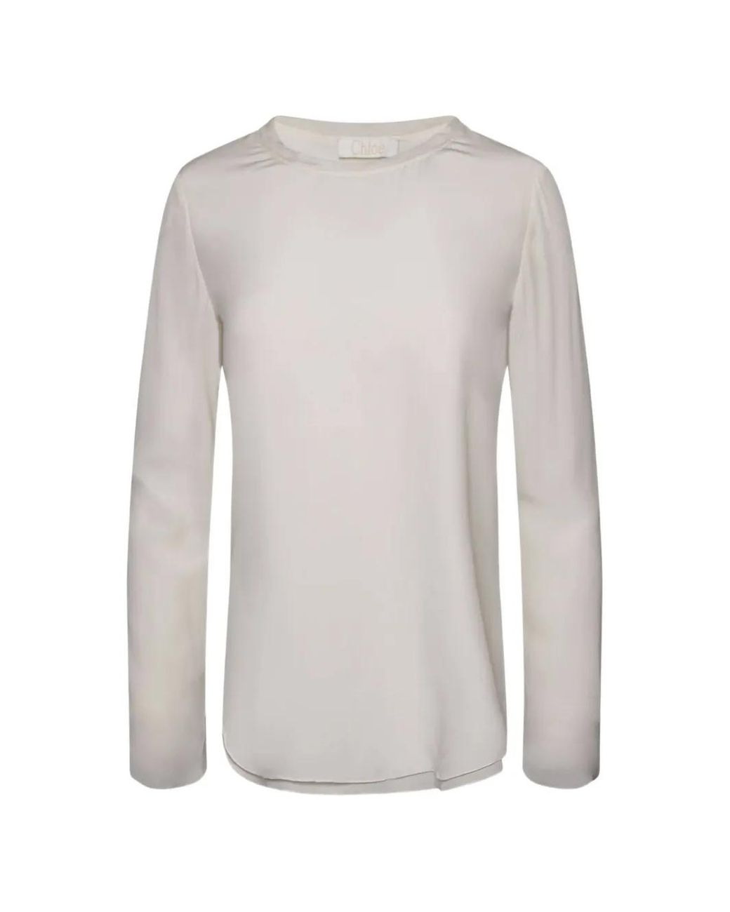 Chloé White Crew Neck Long-Sleeve Top