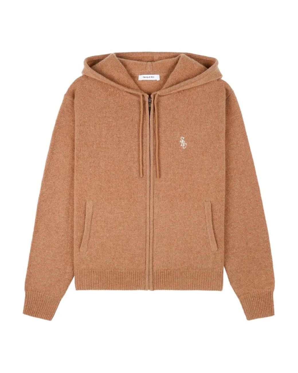 Sporty & Rich Brown Embroidered Hooded Top