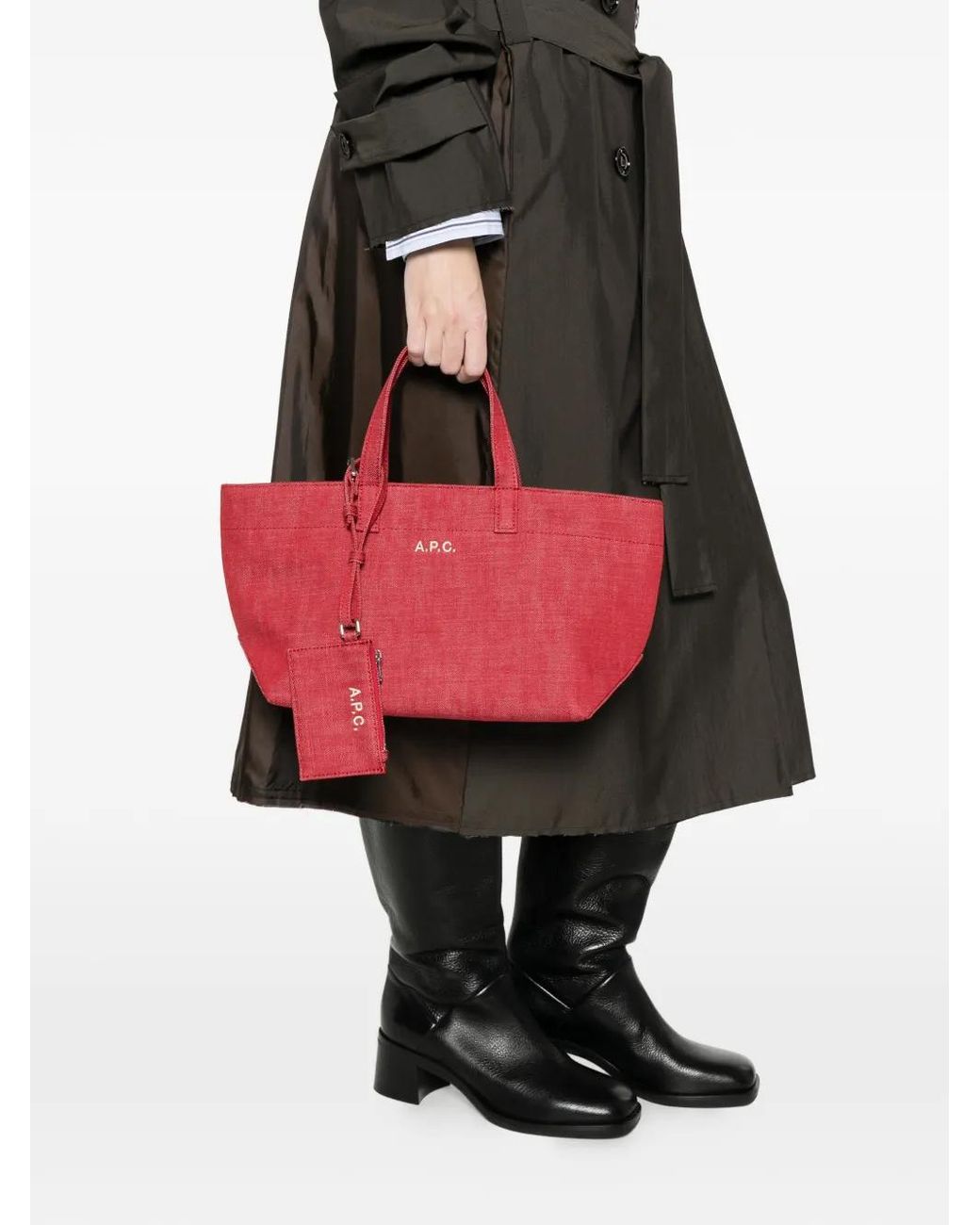 A.P.C. Red Small Drummer Tote Bag