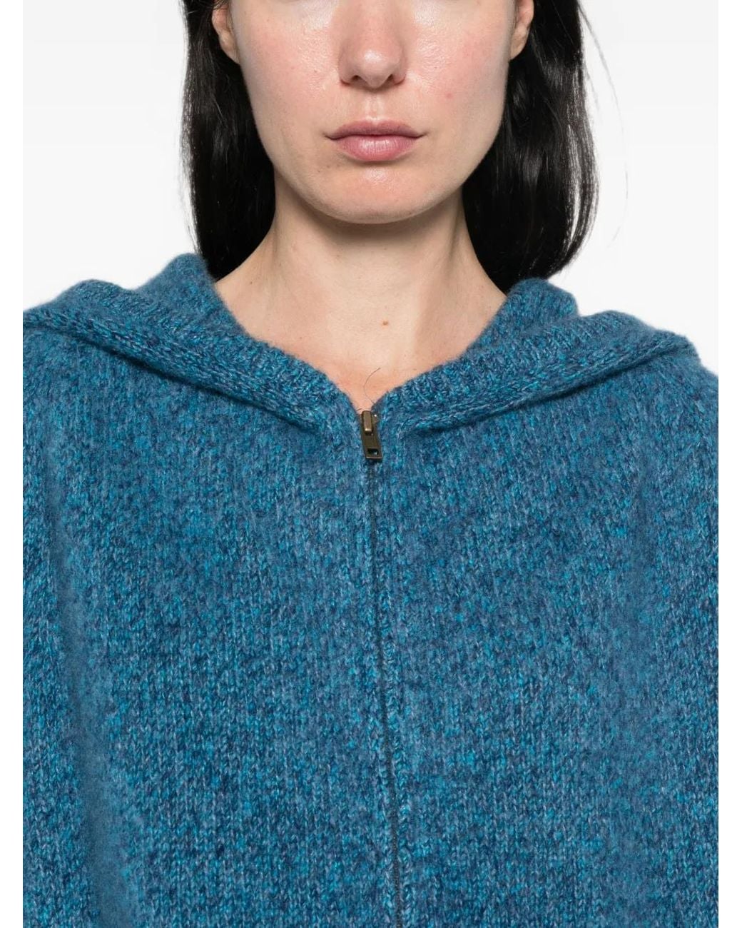 Frenckenberger Blue Zip-Up Knit Cardigan