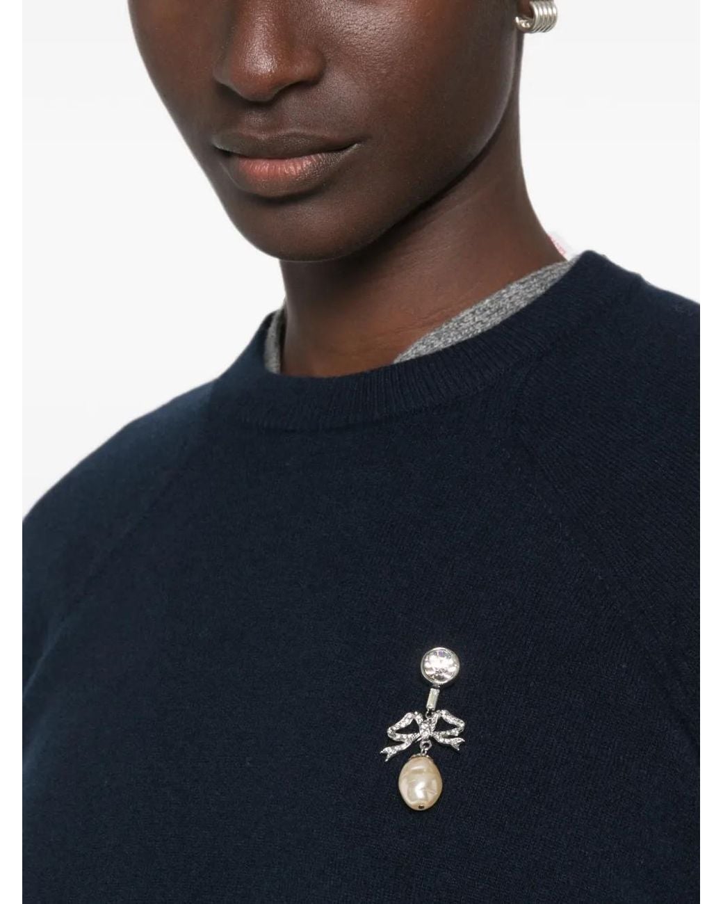 N°21 Blue Crystal-Embellished Raglan-Sleeve Sweater
