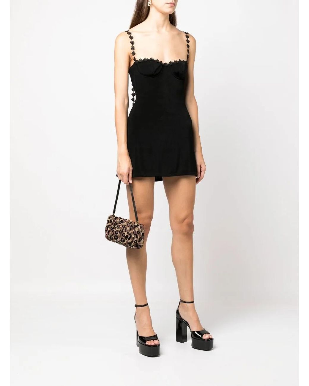 mirror palais black mini dress MIRROR PALAIS Maria Scoop-Neck Lace Black Mini Dress House Of Huntington