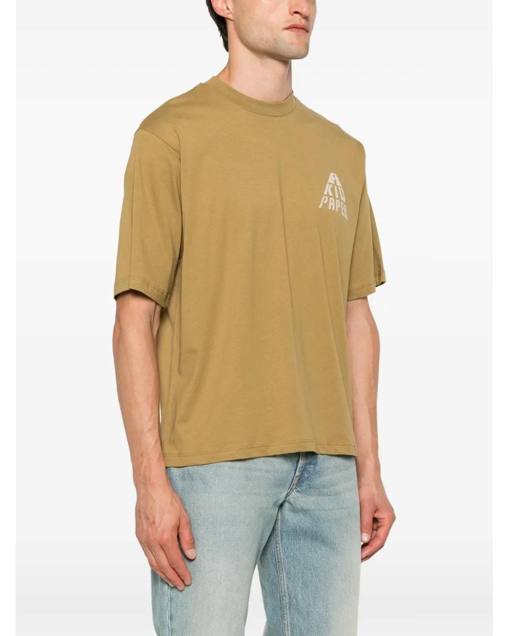 A PAPER KID Natural Logo-Print Cotton T-Shirt for men
