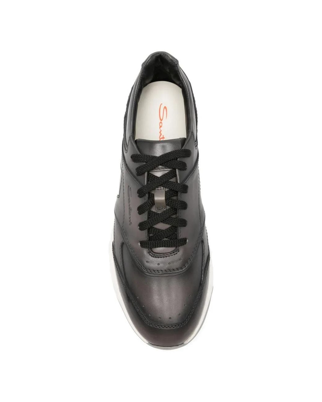Santoni Gray Panelled Leather Sneakers for men