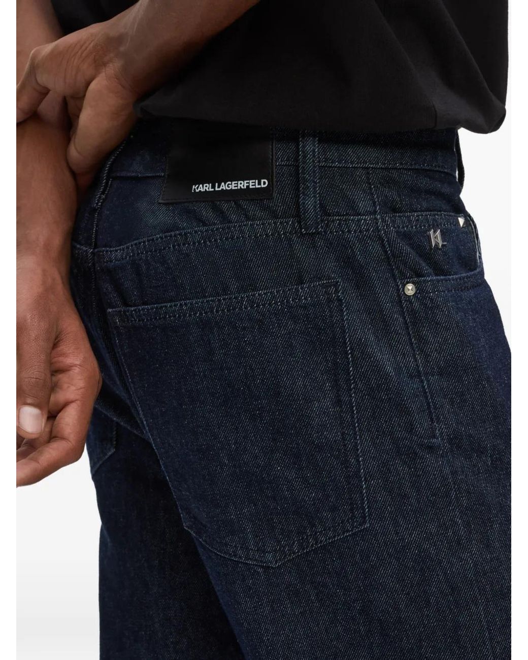 Karl Lagerfeld Blue Logo-Plaque Jeans for men