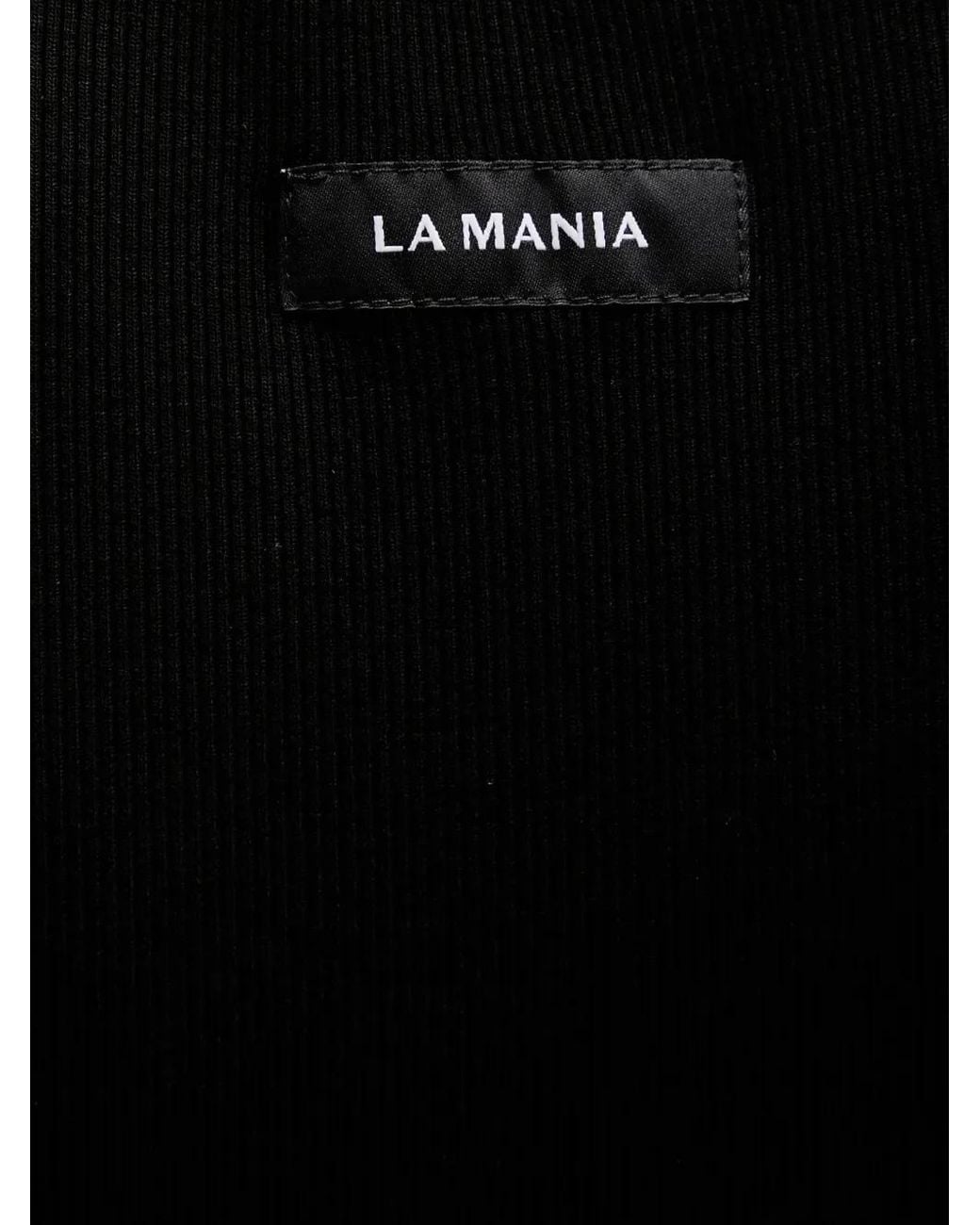 La Mania Black Ribbed Long-Sleeve T-Shirt