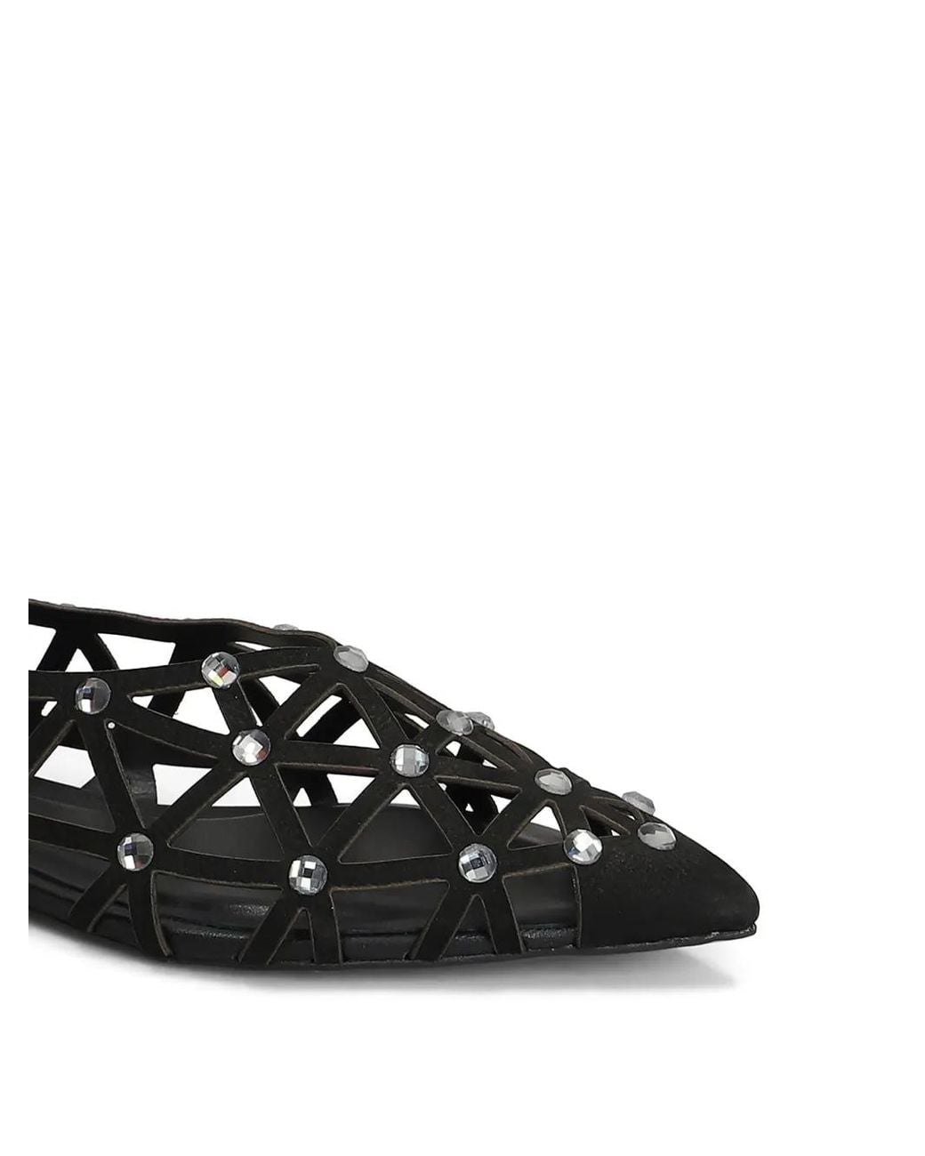 Carrano White Rhinestone-Embellished Ballerina Shoes