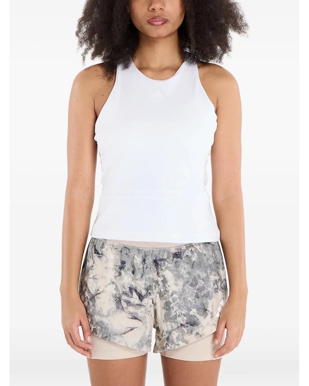 Adidas White Climacool Mid-Length Y-Tank Top