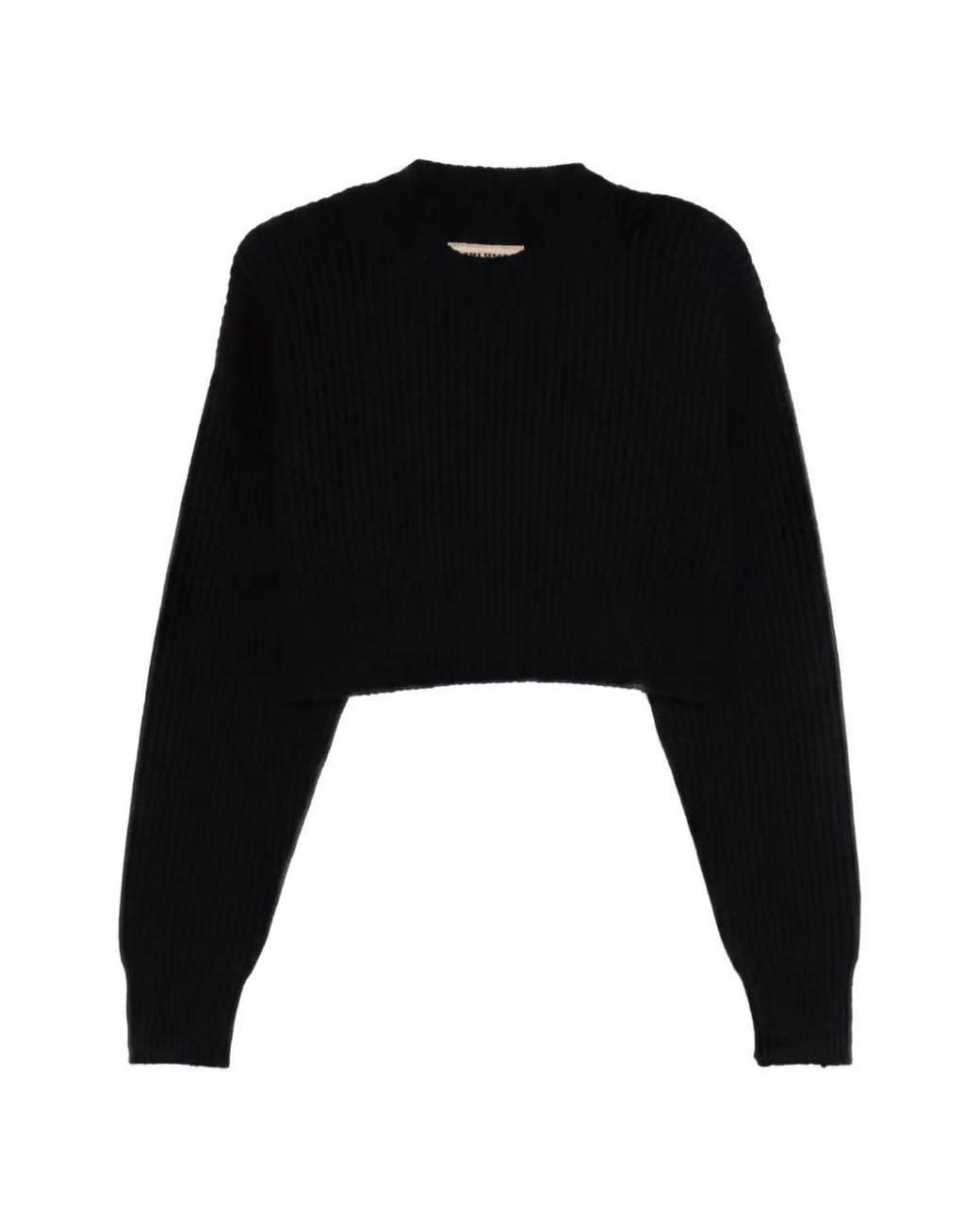 Uma Wang Black Ribbed-Knit Cropped Sweater