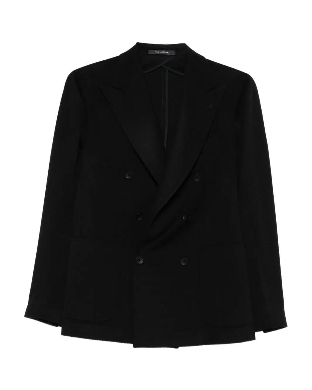 Tagliatore Black Double-Breasted Wool Jacket for men