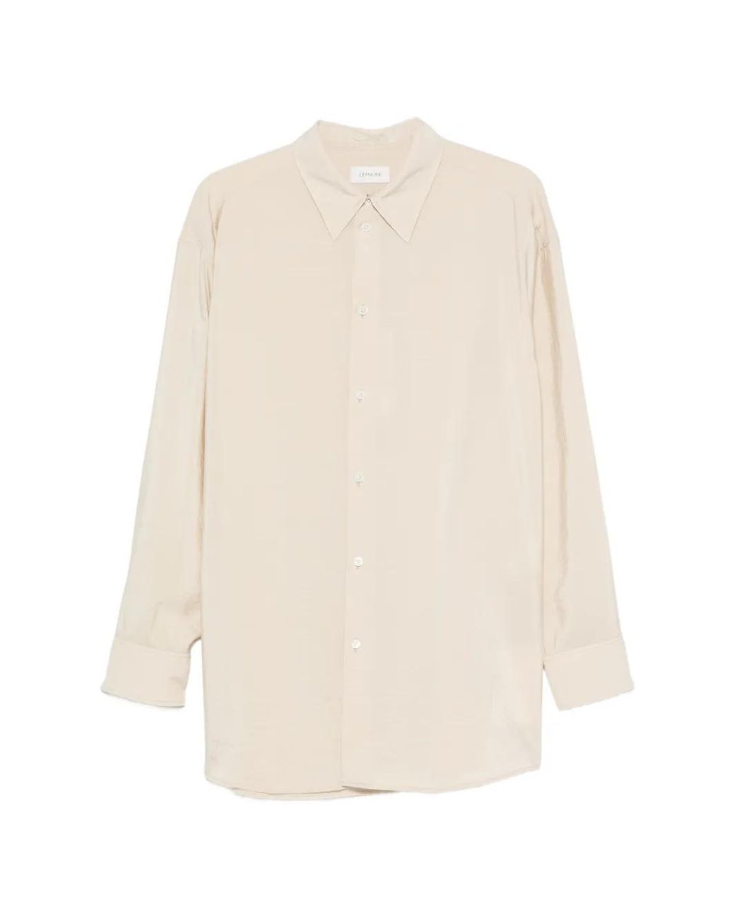 Lemaire White Tie-Neck Long-Sleeve Shirt